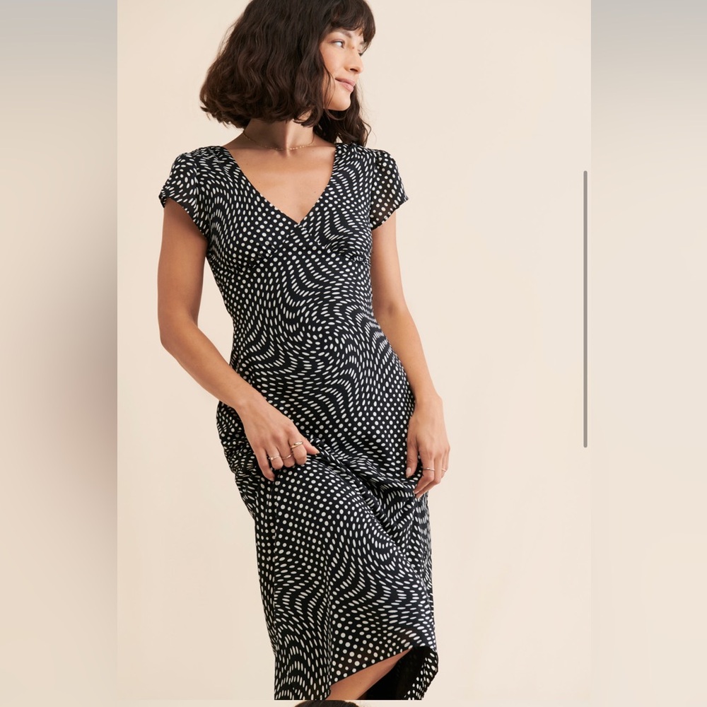WAYF polkadot Cap Sleeve Midi Dress